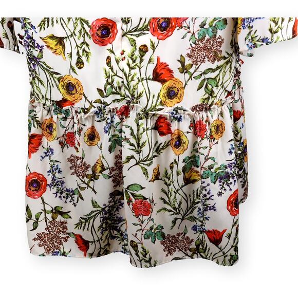 Nicole Miller Shift Dress Lined Sleeves Floral Orange Cream 12 - Picture 7 of 9